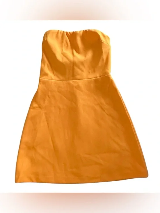 NWT LULUS Nadine Golden Yellow Strapless Tie-Back Mini Dress - Picture 3 of 7